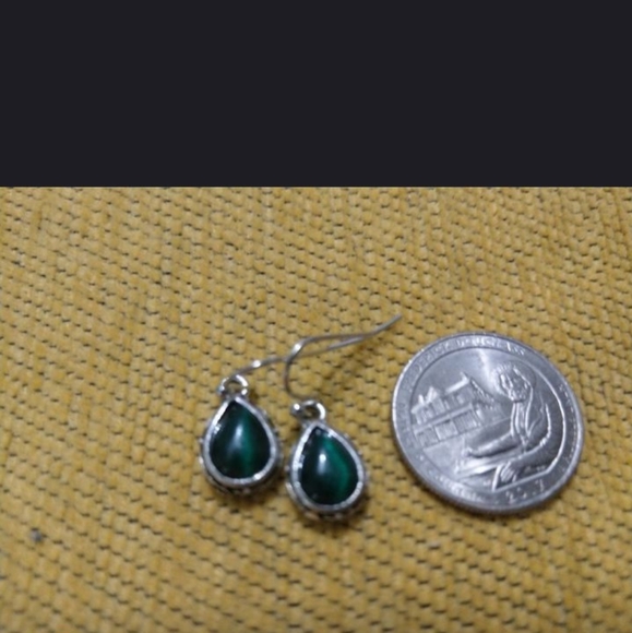 Red & Silver Filigree Teardrop Fish Hook Earrings - Picture 7 of 7